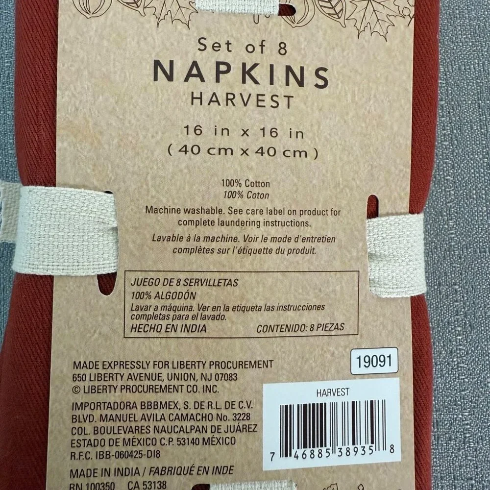 Set Of 8 Harvest Napkins 16